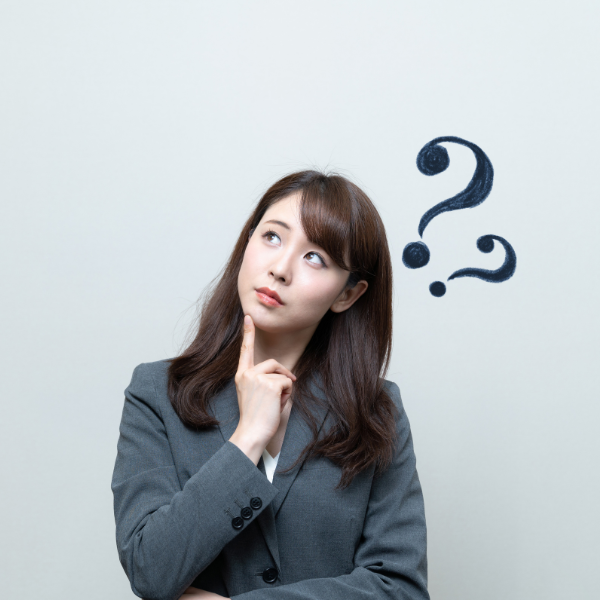 Probationary Period- a person looking as if she is not sure, with question marks above her head.