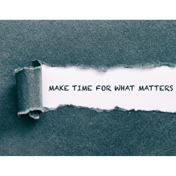 Melonbox Training & Consultancy - a piece of paper torn back to reveal the words 'make time for what matters'.
